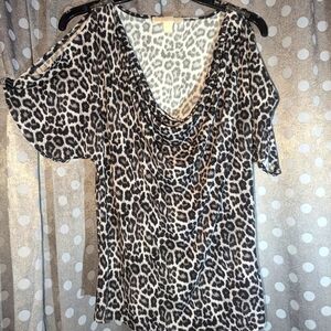 Michael Kors Cowl Neck Split Sleeve Top Med